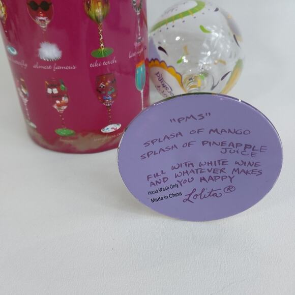 Lolita Wine Glass PMS "Pardon My Sass" Hand Painted with Recipe on bottom - Picture 4 of 4